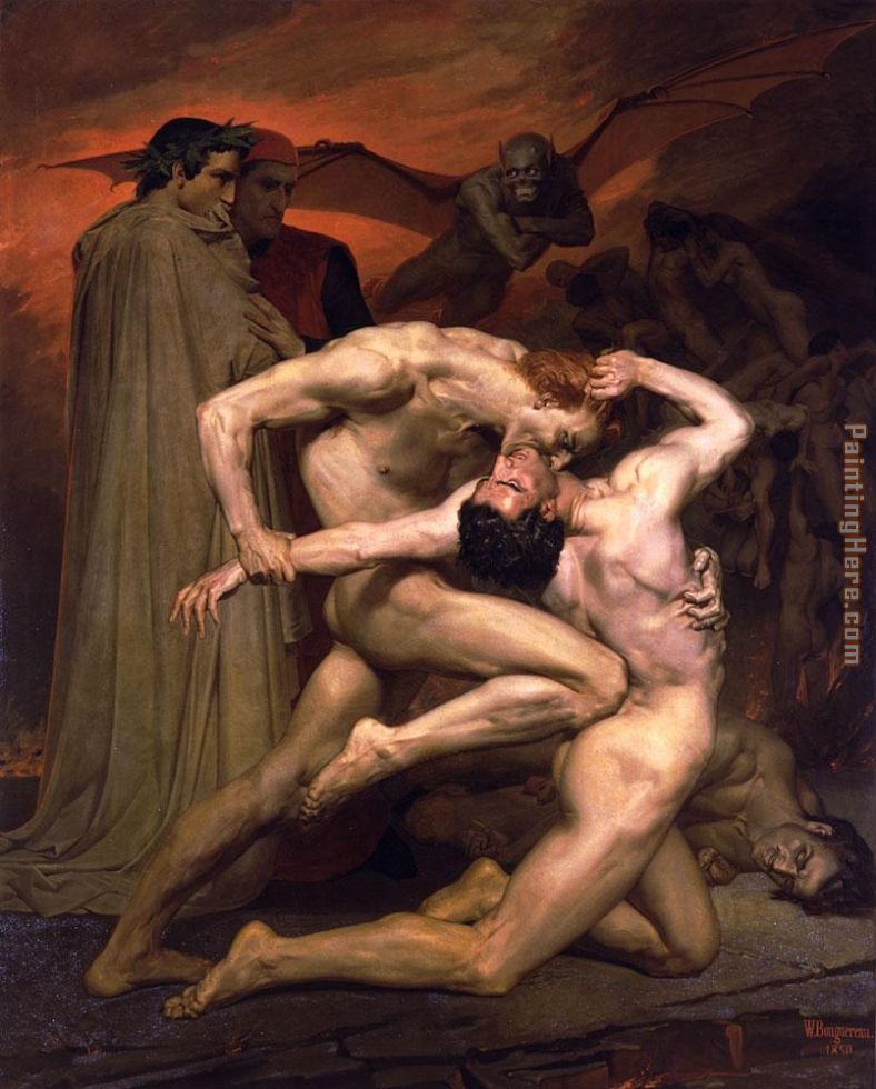 Dante and Virgil in Hell painting - William Bouguereau Dante and Virgil in Hell art painting